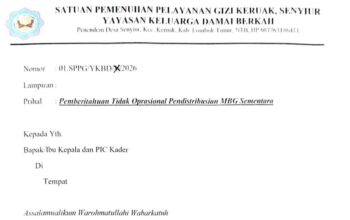 Dana BANPER Tersendat, SPPG Senyiur Tidak Distribusi MBG Mulai Hari Ini